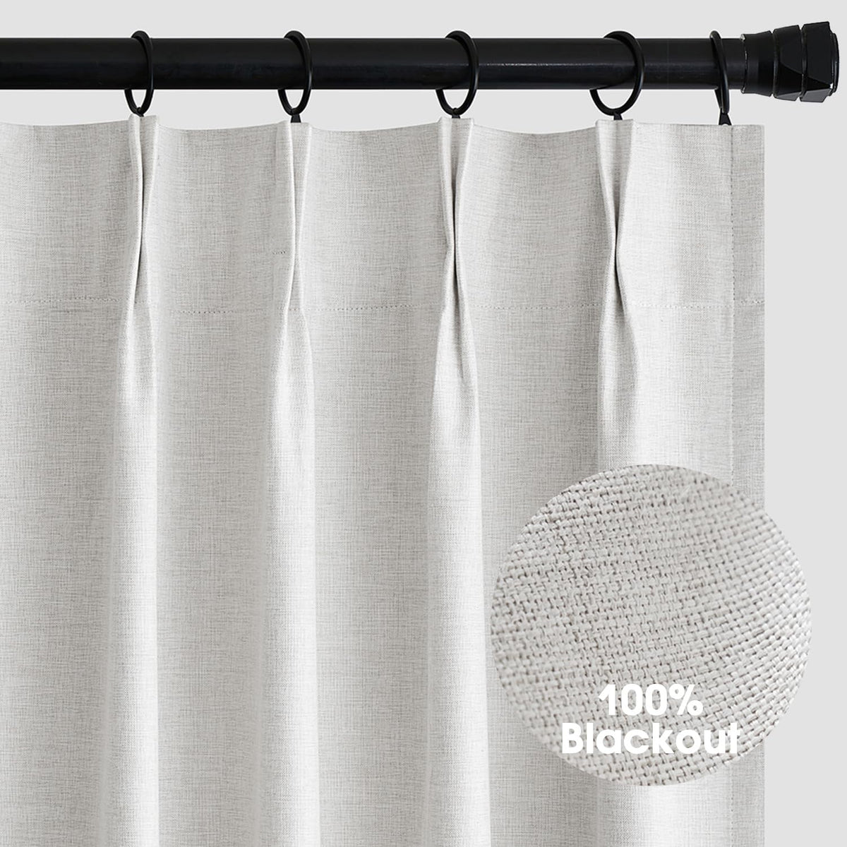 Miulee Linen Pinch Pleated Bedroom White Blackout Curtains 96 Inches Long Thermal Insulated Soundproof Room Darkening Curtains P