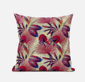 HomeRoots Aqua Red 18â€ Pink Yellow Tropical Zippered Suede Throw Pillow
