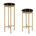 Kate And Laurel Celia Side Tables, Set Of 2, Gold And Black, Decorative Modern Glam End Table