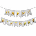 My Party Suppliers Happy Birthday Paper Banner Decoration Kit, Reusable Metallic Silver & Gold Letter Banner for Birthday Party