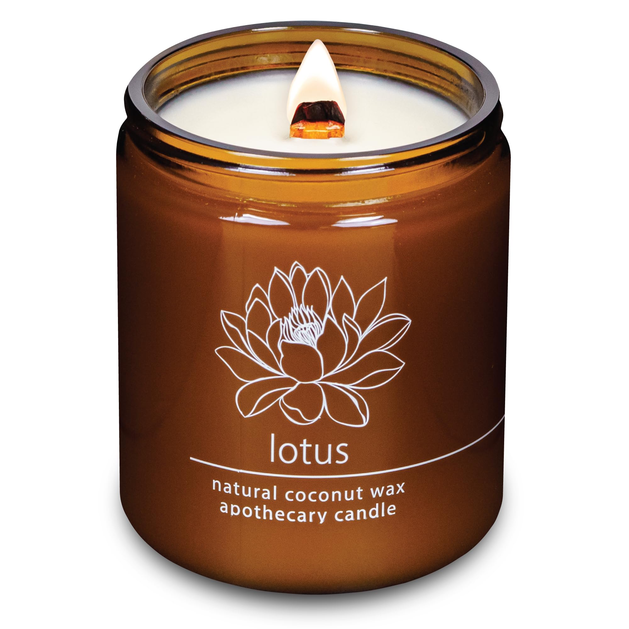 Hemlock Park Crackling Wood Wick Candle Handcrafted with Natural Coconut Wax and Essential Oils (Standard 8 oz, Lotus Flower)