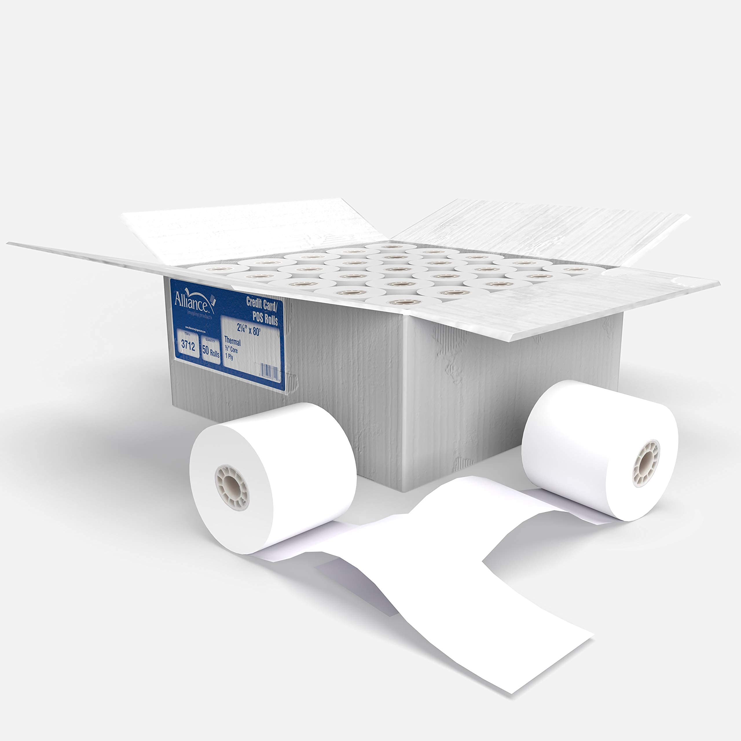 Thermal Paper Receipt Rolls, 48 Gram Weight, Bpa Free, Grade A, Pure 85 White Paper, Unique Thermal Coating (2-1/4' X 80' (50 R
