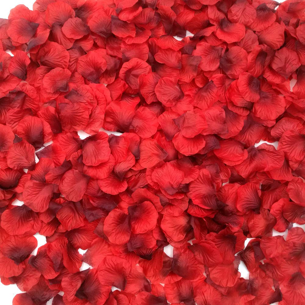 CODE FLORIST 1500 PCS Dark-Red Silk Rose Petals for Valentines Day,Romantic Night,Wedding,Proposal Anniversary Flower Decoratio