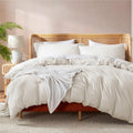 Nestl Off White Duvet Cover Full Size - Soft Double Brushed Full Size Duvet Cover Set, 3 Piece, With Button Closure, 1 Duvet Cov