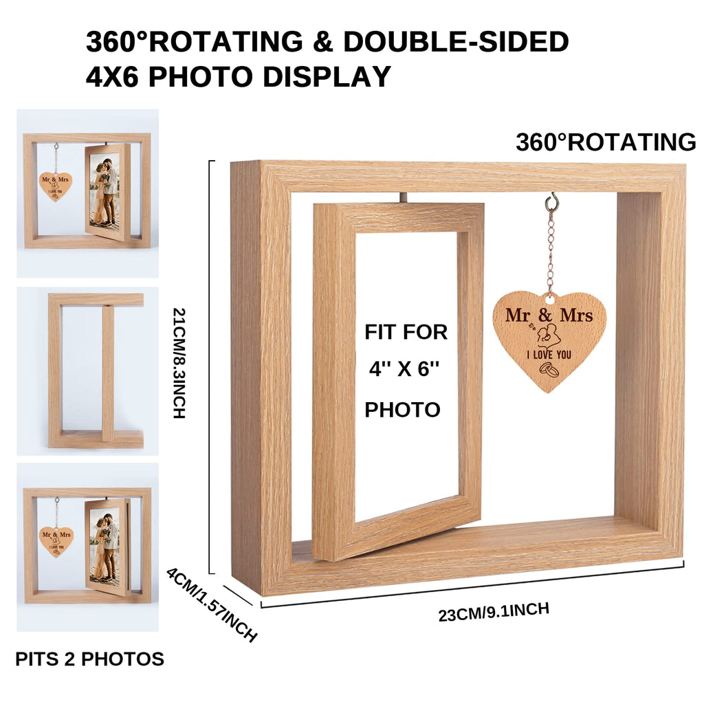 Mr And Mrs Wedding Picture Frame, Rotating Floating Weddingcool Wedding Bride To Be Bridal Shower Gifts For Couples Unique 2023-
