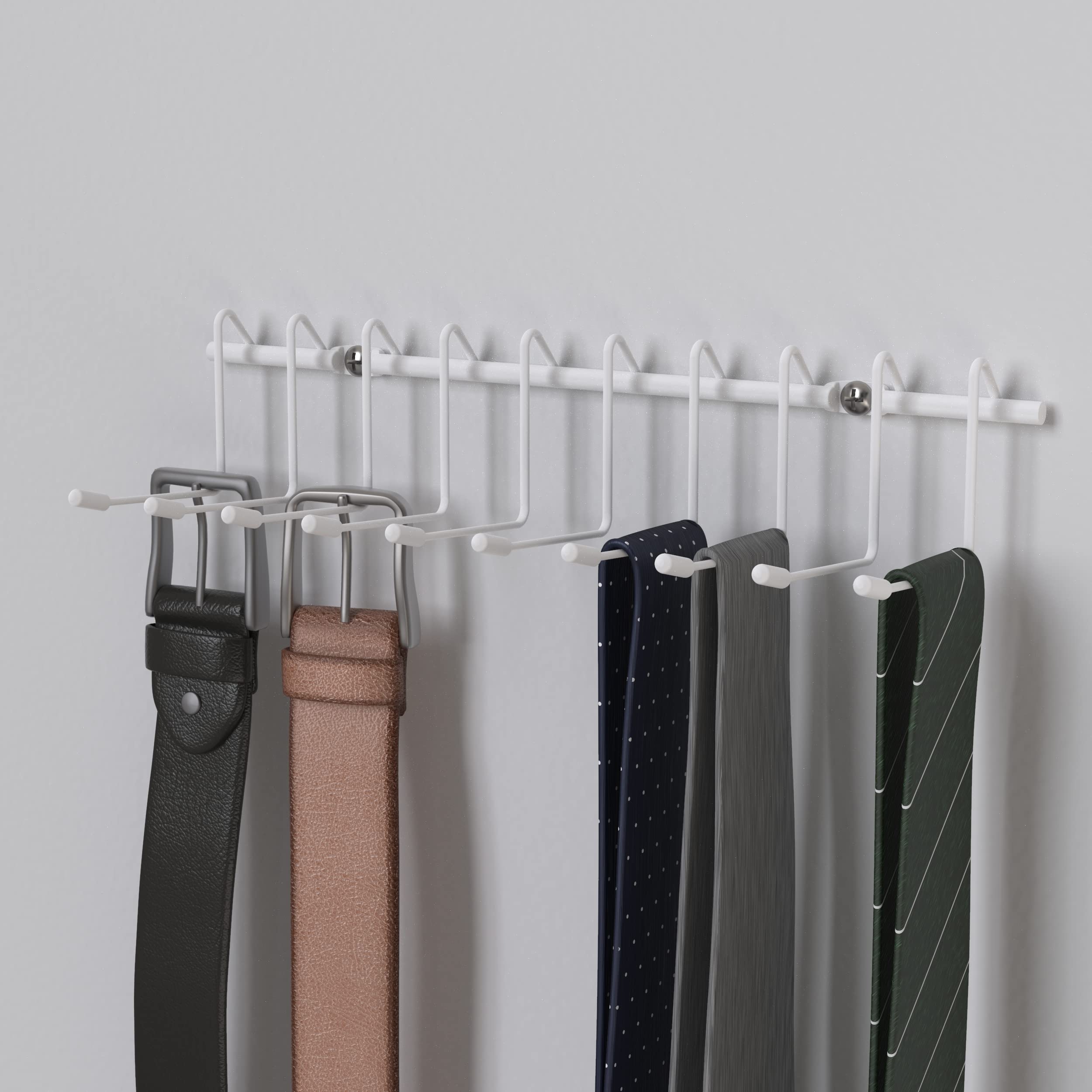 Closetmaid Hanging Rack For Ties, Belts, Scarves, Jewelry, 10 Hooks, Attaches To Wire Shelving Or Wall Mount, Durable Steel, Whi