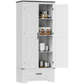 HOMCOM 72 Tall Farmhouse Kitchen Pantry Cabinet - Kitchen Storage Cabinet with Adjustable Shelves & 2 Barn Doors & Drawer, Versa
