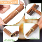 Honeydak Portable Wood Toothpick Holder - 10 Pieces Mini Pocket Case, Light Black & Light Brown, Travel Dispenser for Men & Women