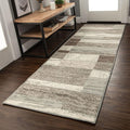 SUPERIOR Rockwood Modern Geometric Patchwork Polypropylene Indoor Area Rug or Runner with Jute Backing, 2.6 X 12, Light Blue-I