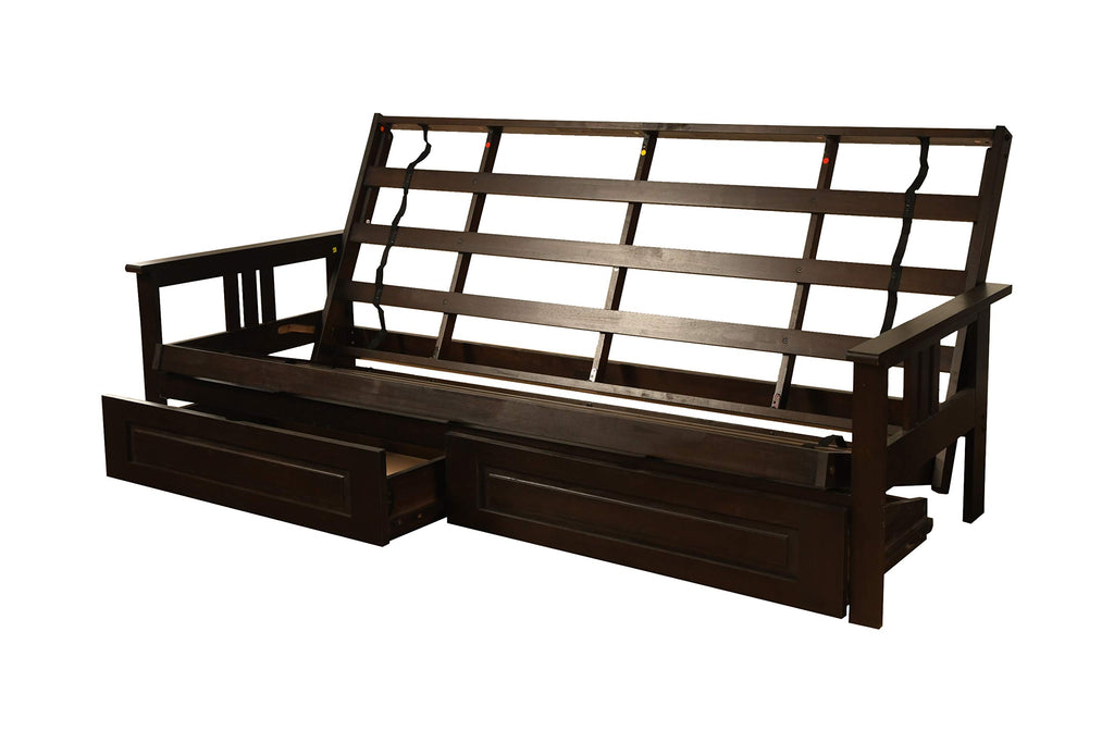 Kodiak Furniture Monterey Queen-Size Futon Frame, Storage Drawers, Espresso Finish
