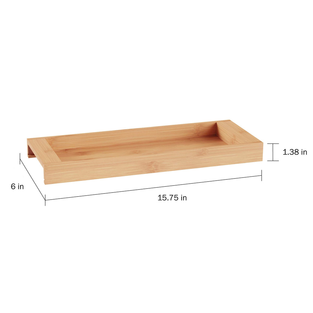 Lavish Home Bamboo Bathroom Vanity Tray-Natural Wood Eco-Friendly Holder For Towels, Toiletries, Cosmetics, Decor And More-Moder