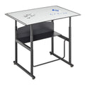Safco AlphaBetter Adjustable-Height Desk for Active Learning for Students in Grades 3 to 12 with Swinging Pendulum Footrest, Fid