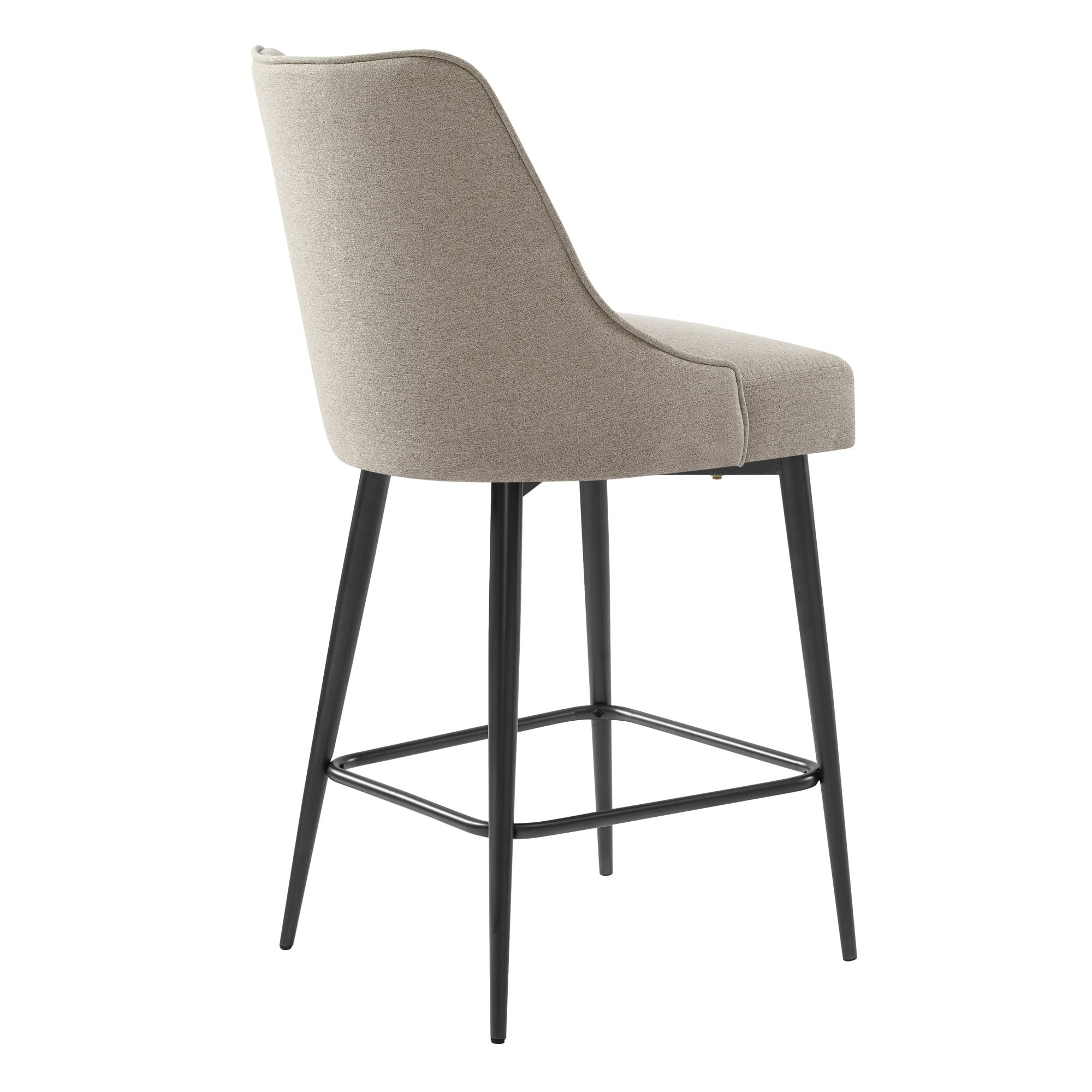 Steve Silver Co Olson Counter Chair, Set of 2 Chairs, Modern Style, Mid-Century Design, Khaki Fabric, Iron Legs, Dining Room/Area, Kitchen, Upholstered Fabric, 21" D x 19" W x 38" H, Khaki