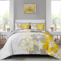 7 Pieces Yellow Floral Comforter Set Queen Size, Reversible Bed In A Bag With Sheets Set All Season, Soft Microfiber Flower Patt