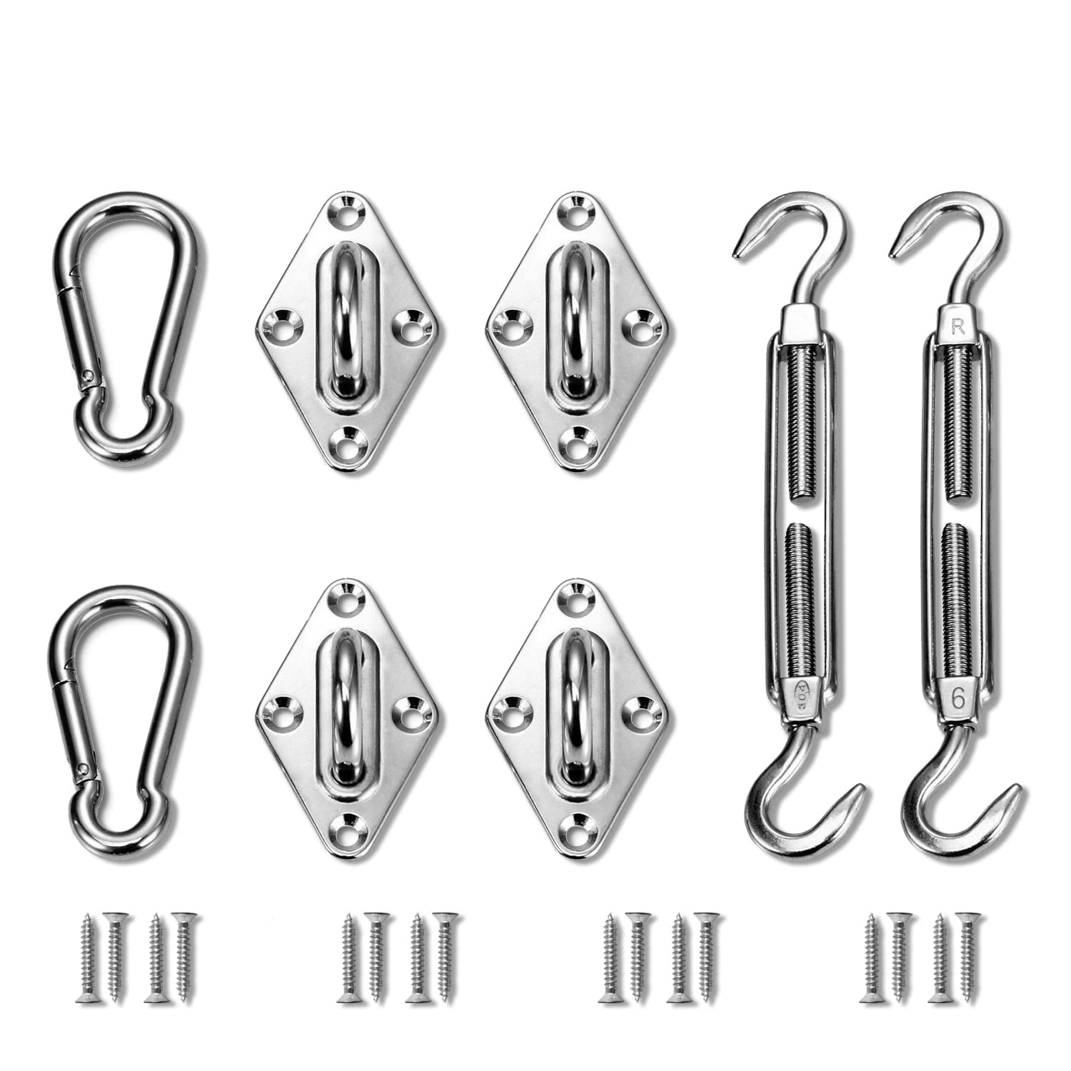 Tang Sunshades Depot Quadrilateral Sun Shade Sail Hardware Kit Set 6 Inches Super Heavy Duty