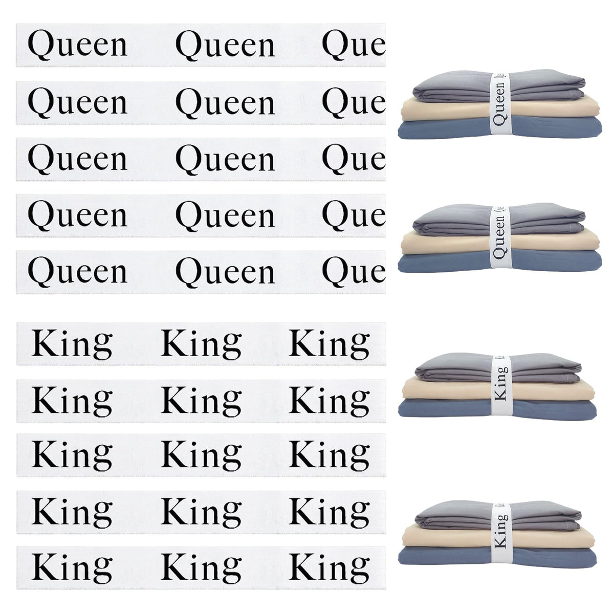 Maletnd 10 Pieces Bed Sheet Organizer Bands, Sheet Organizers And Storage Label Bands, Sheets Organizer For Closet, Sheet Label