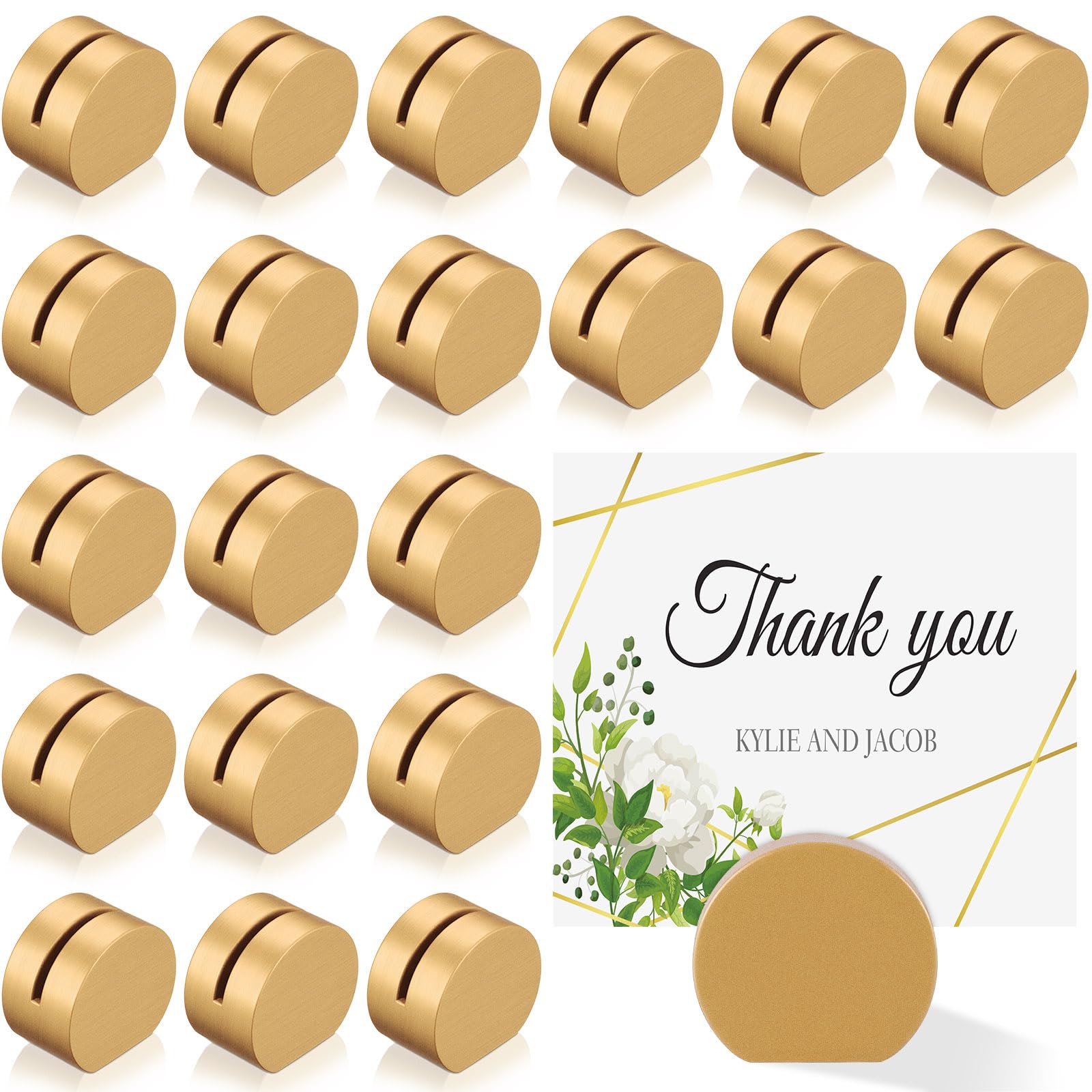 Ripeng 24 Pcs Gold Table Number Holders Wooden Place Card Holder Bulk Mini Round Table Top Stand for Wedding Holiday Photo Menu 