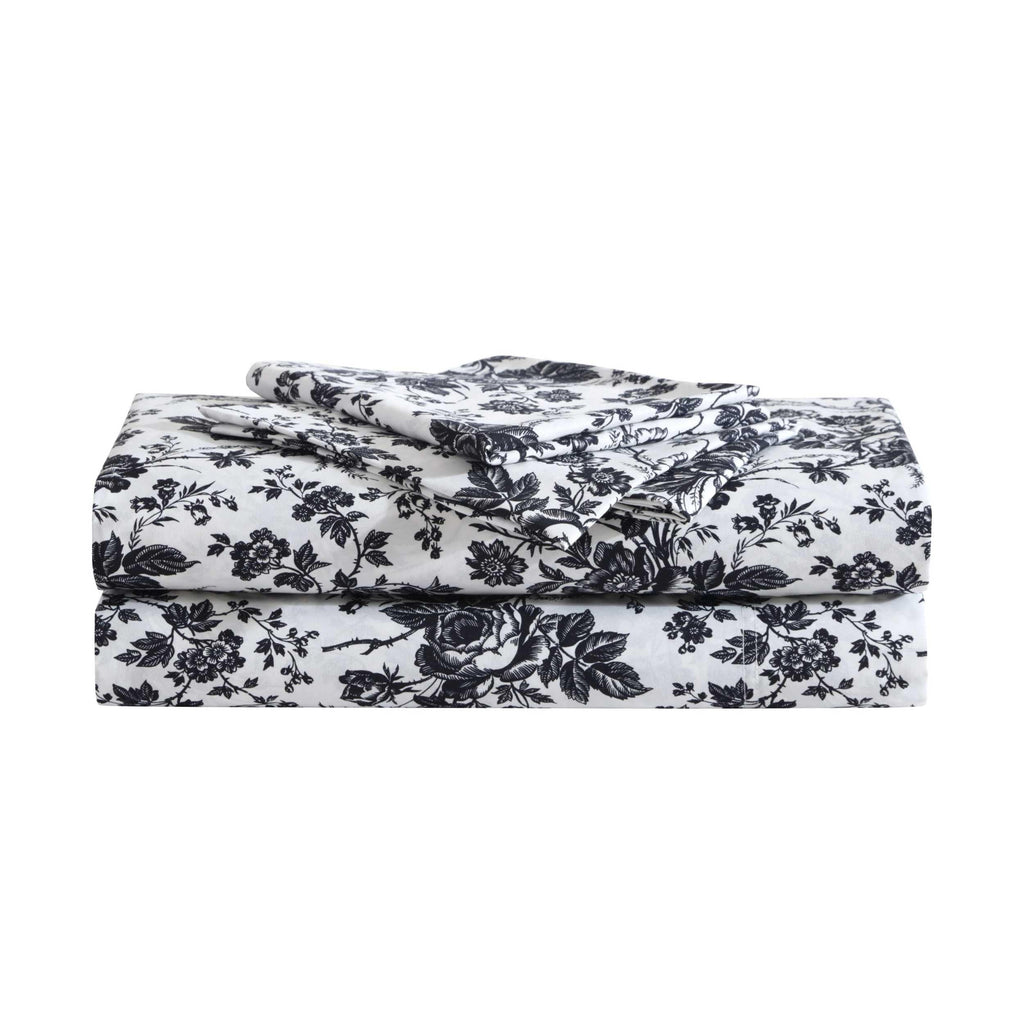 Betsey Johnson - Twin Xl Bed Sheets, Soft & Lightweight Bedding, Fade & Wrinkle Resistant (Betseys Toile Black, Twin Xl)