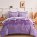 Wongs Bedding Comforter Set King, Ombre Purple 7 Pieces Bed In A Bag Colorful Abstract Art Gradient Comforter Soft Microfiber Be