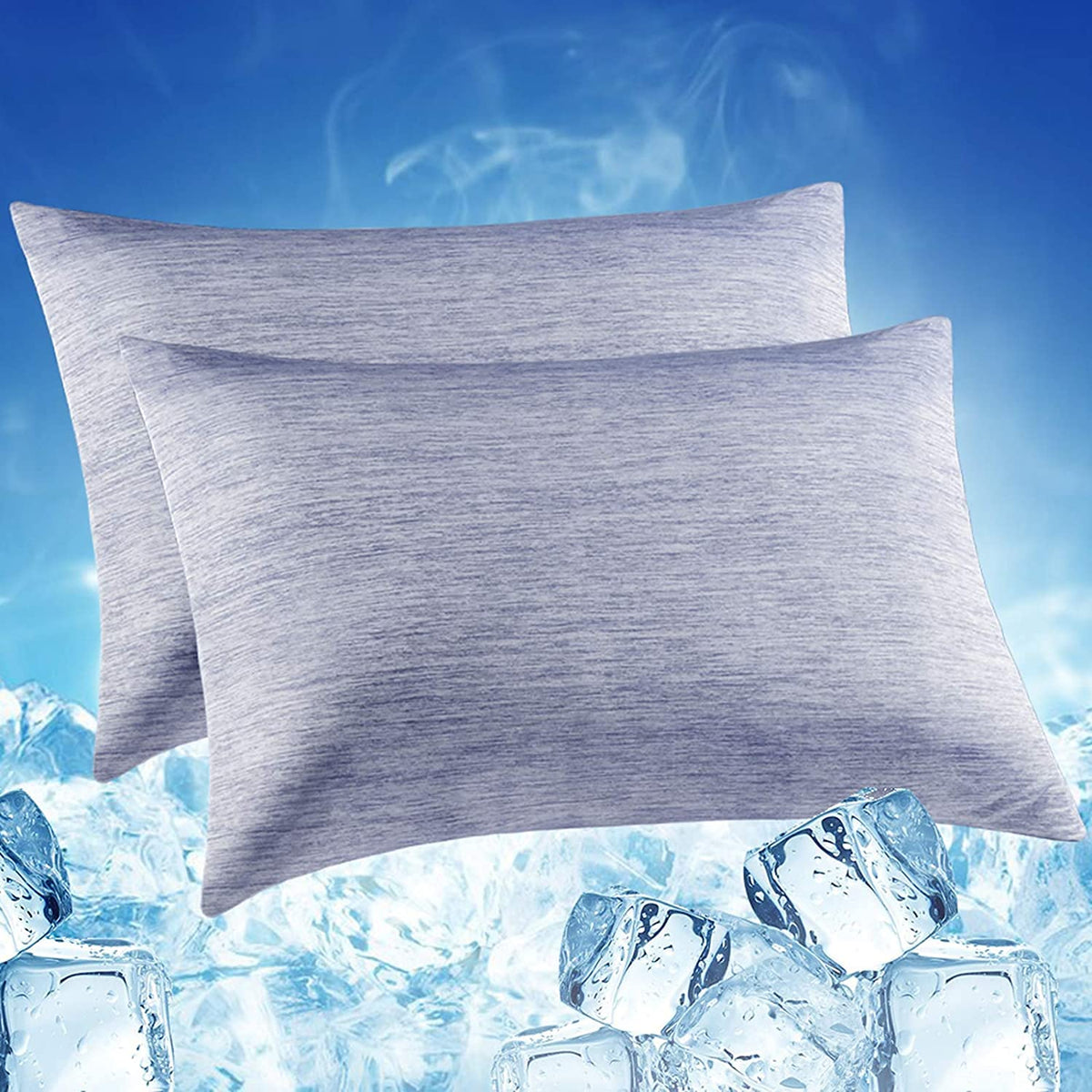 Luxear Cooling Pillow Cases Queen Size, 2 Pack Hidden Zipper Arc-Chill Cool Pillowcases With Double-Side Design [Oeko-Tex Certif