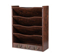 Pag 5-Tier Wall File Holder Hanging Mail Organizer Wood Magazine Literature Rack With 6 Hooks, Brown