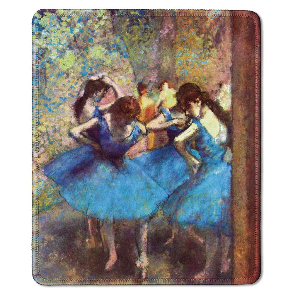 Dealzepic - Art Mousepad - Natural Rubber Mouse Pad With Famous Fine Art Painting Of Dancers In Blue By Edgar Degas - Stitched E