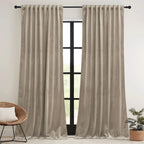 Ryb Home Camel Beige Velvet Curtains 84 Inch, Room Darkening Window Curtains With Multiple Hanging Options Heavy Duty Plush Backdrop For Bedroom Guest Room, W52 X L84 Inch, 2 Panels