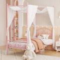 Weehom Princess Canopy Bed Frame with 4 Posters, Sturdy Metal Platform Mattress Foundation with Headboard&Footboard No Box Sprin