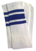 SKATERSOCKS 19 Mid calf White tube socks with Royal Blue stripes style 3