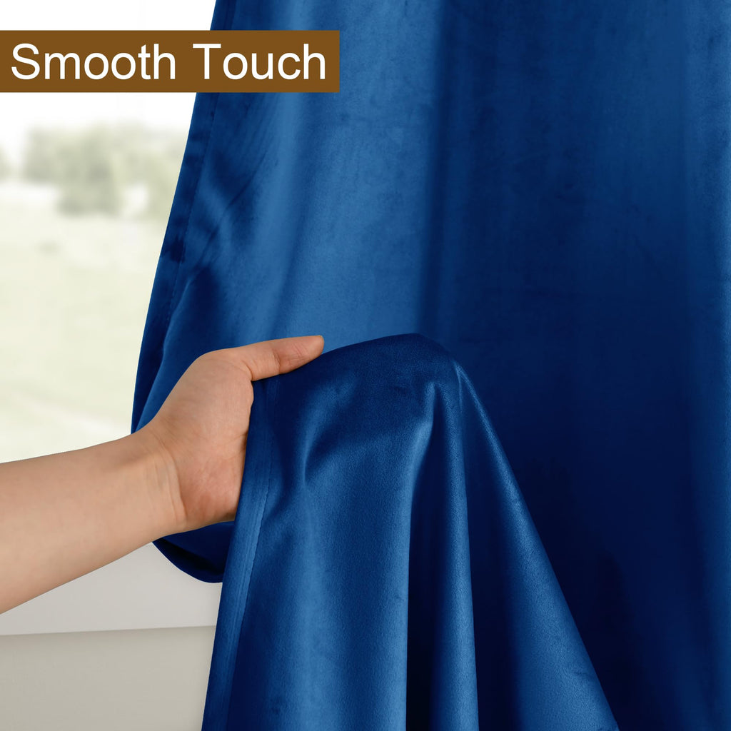 Dwcn Blue Velvet Curtains 108 Inches Long - Blackout Privacy Protect Window Drapes Thick Grommet Tieable Light Blocking Curtains