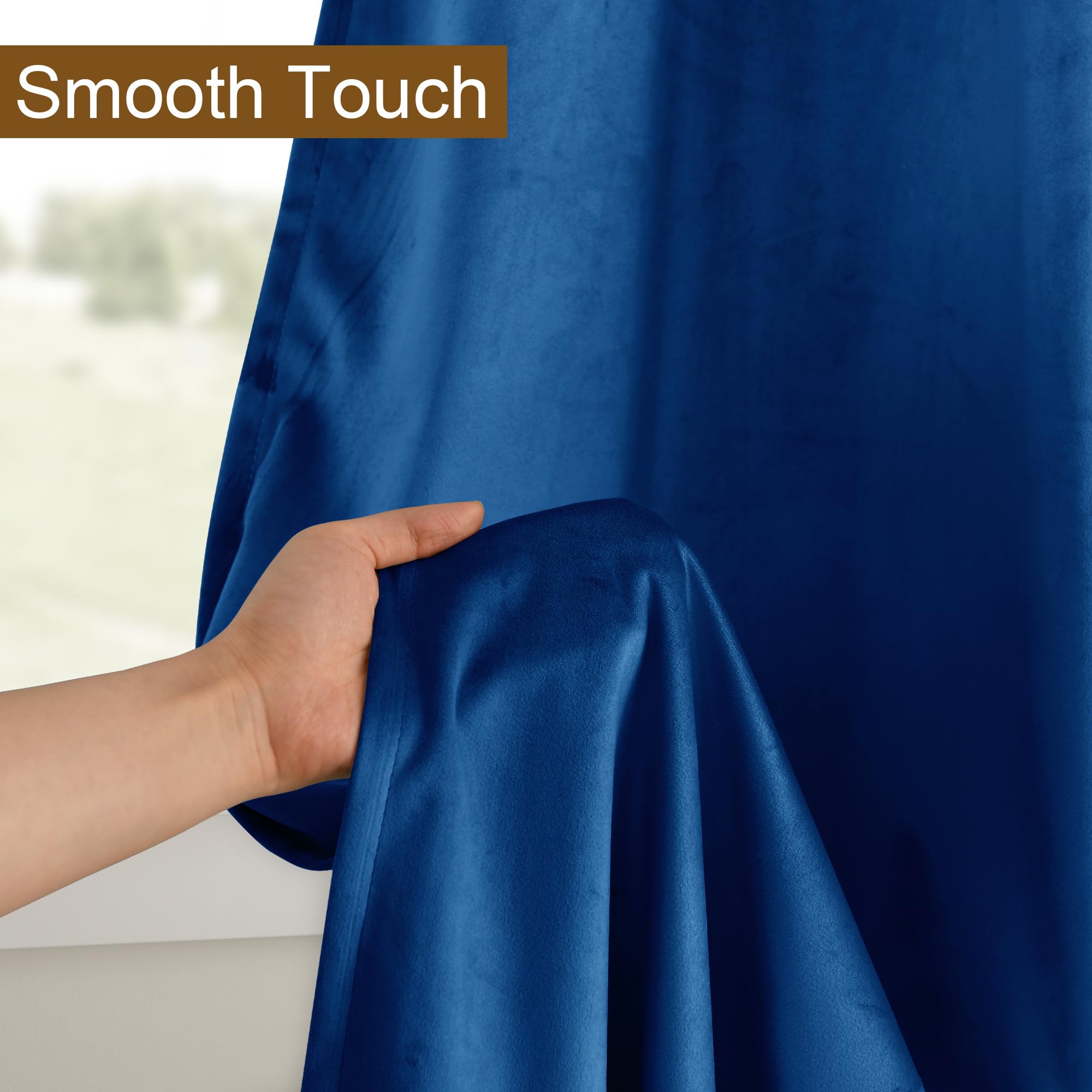 Dwcn Blue Velvet Curtains 120 Inches Long - Blackout Privacy Protect Window Drapes Thick Grommet Tieable Light Blocking Curtains