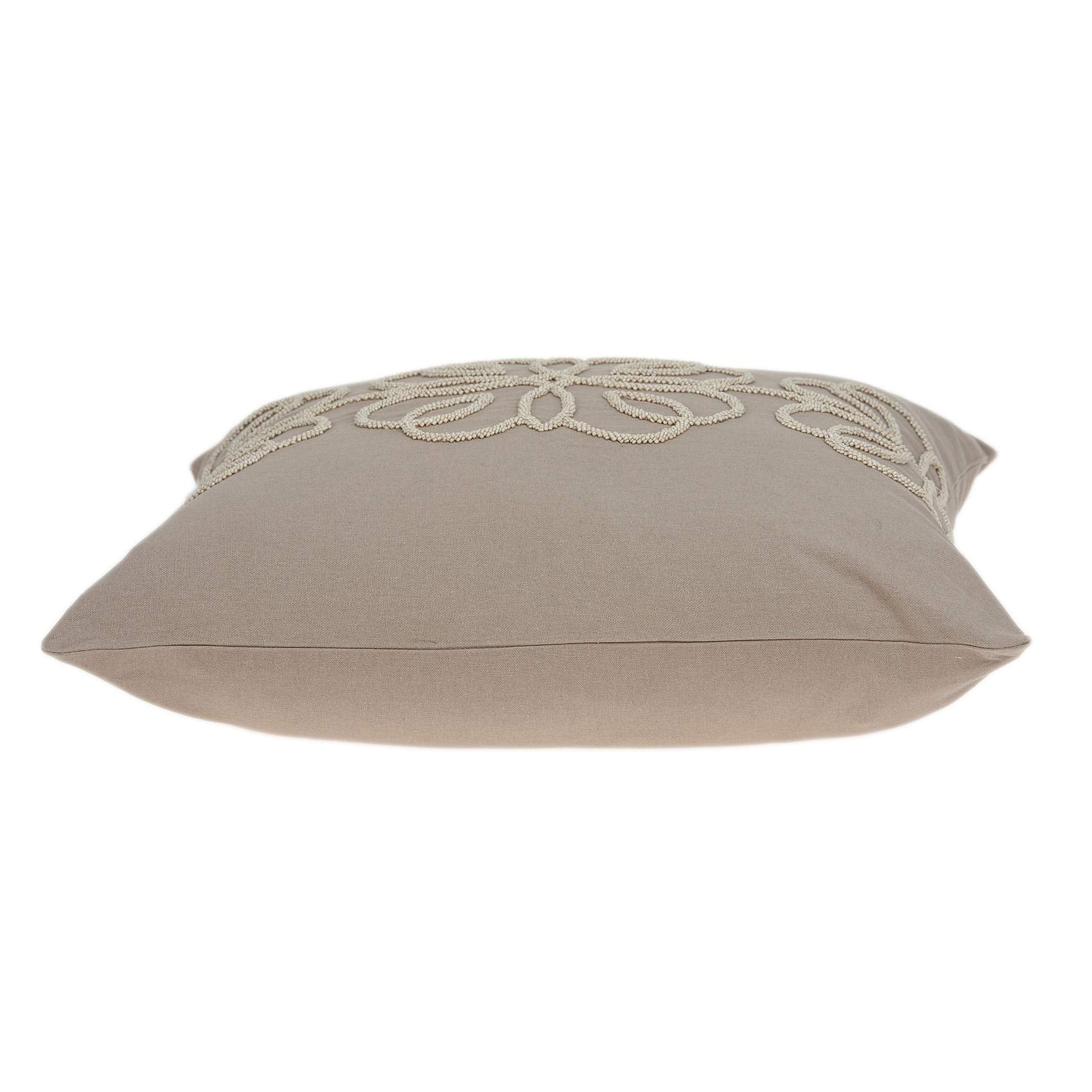 HomeRoots 100% Cotton Parkland Collection Sutra Transitional Tan Pillow Cover with Poly Insert