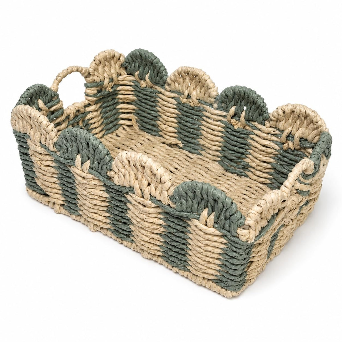 Psycheer Rectangular Boho Decor Bin,Handmade Paper Rope Basket,Small