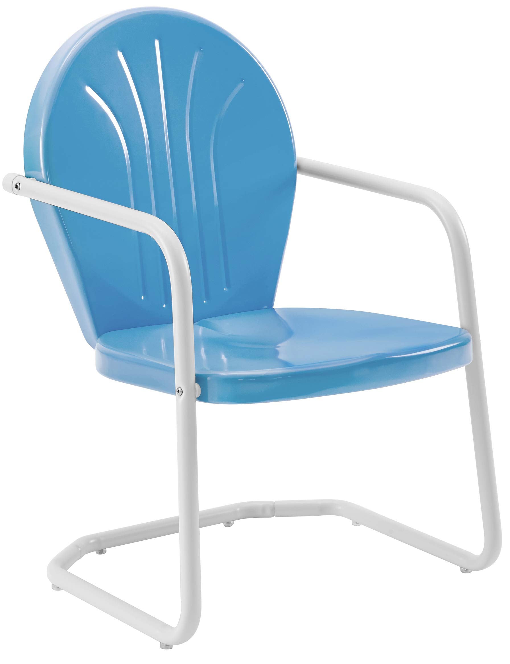 Crosley Furniture Griffith 5-Piece Outdoor Dining Set for 4, Retro Metal Round Patio Table and Chairs, Sky Blue