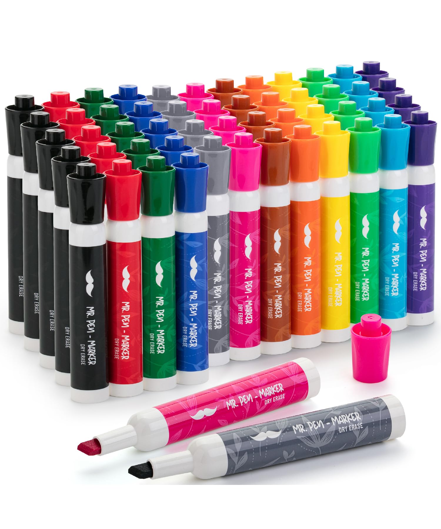 Mr. Pen- Dry Erase Markers, Low Odor Chisel Tip, 52 Pack, Assorted Colors, White Board Markers Dry Erase, Chisel Tip Markers, Wh