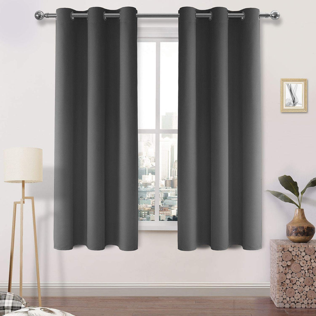 Dwcn Blackout Curtains 63 Inch Length, Dark Grey Curtains For Bedroom, Living Room Curtains Thermal Insulated Window Treatments,