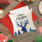 Mfgneh Merry Christmas Pillow Covers 18X18 Inch Winter Holiday Christmas Deer Decor Throw Pillows Christmas Decorations For Sofa