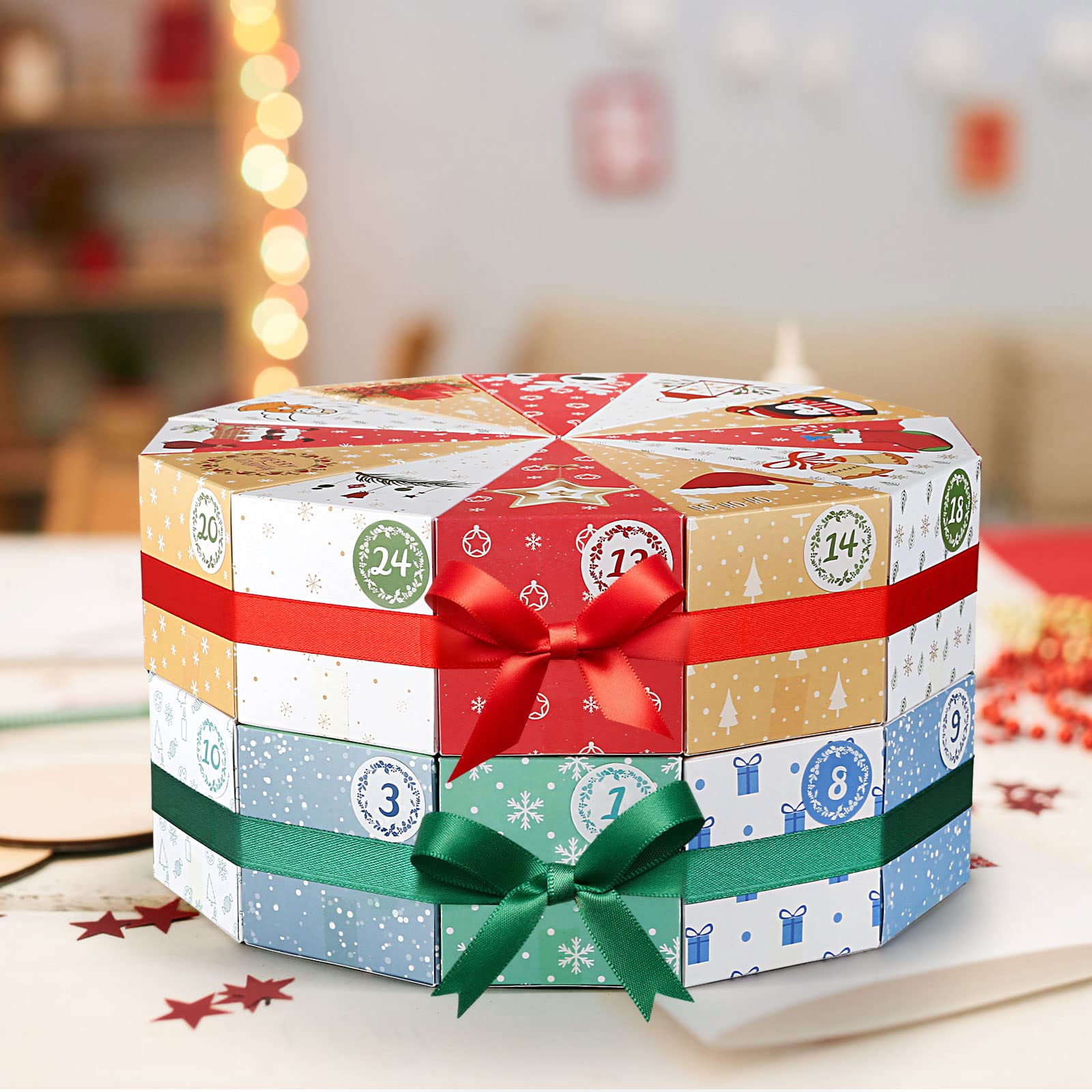 Kesote 24 Christmas Advent Calendar Boxes To Fill, 12 Days Empty Advent Calendar For Adults Kids Christmas Goody Treat Boxes Sma