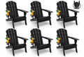 Greenvines Folding-Adirondack-Chairs-Set-Of-6 | Hdpe Plastic | Fire Pit Chair | All Weather | Cup Holder | Black | For Deck Backyard Patio Outdoor Garden