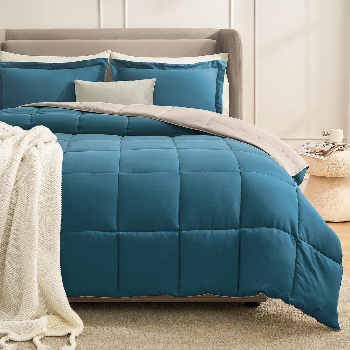 Homelike Moment Lightweight Comforter Set Queen Teal Reversible All Season Down Alternative Bed Comforter Set Summer Blanket 3 P