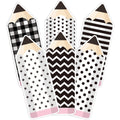 Whaline Back To School Pencils Cutouts 48Pcs Pencil Shape Name Tags 6 Design Black White Pencils Paper Cutting With Glue Point F