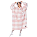Catalonia Buffalo Plaid Pink Oversized Blanket Hoodie Sweatshirt, Full Body Comfortable Sherpa Lounging Pullover For Adults, Gif