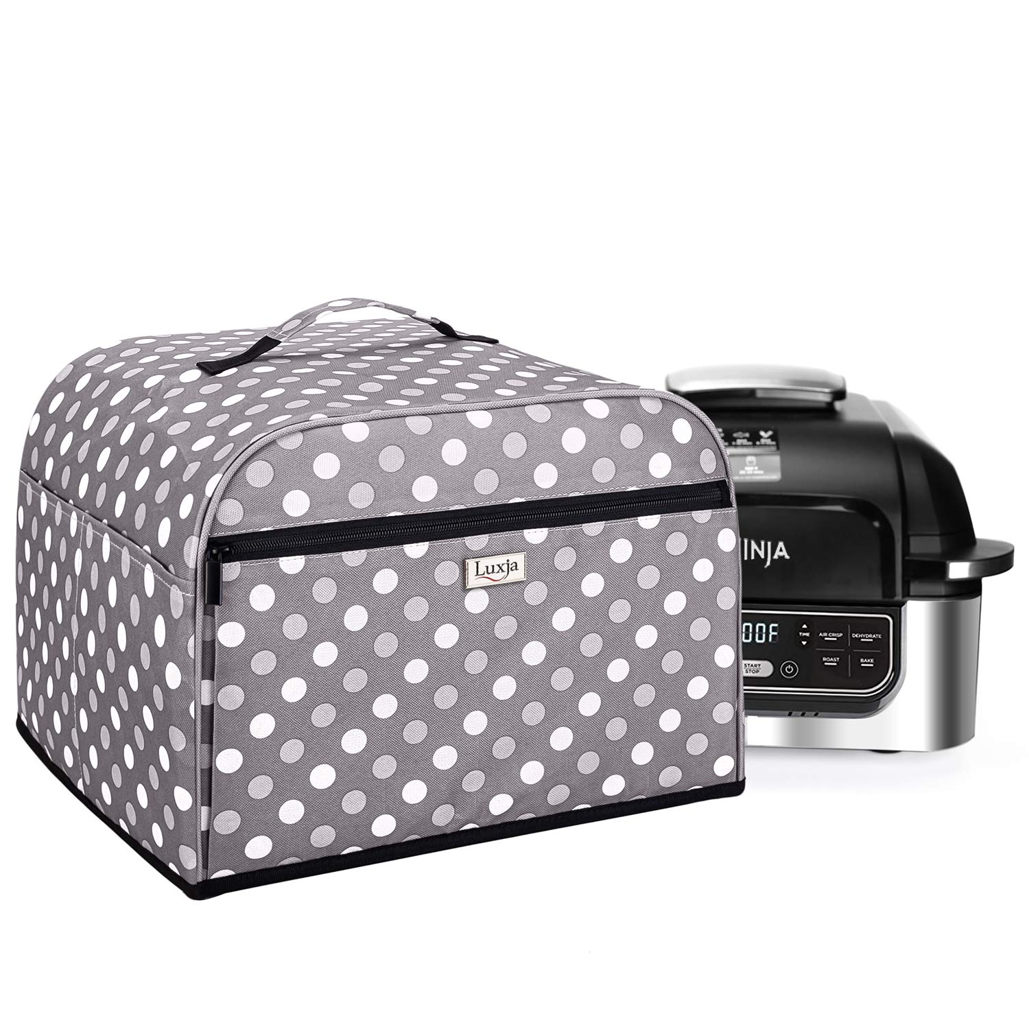Luxja Dust Cover Compatible With Ninja Foodi Grill (Ag301, Ag302, Ag400), Cover With Storage Pockets, Gray Dots