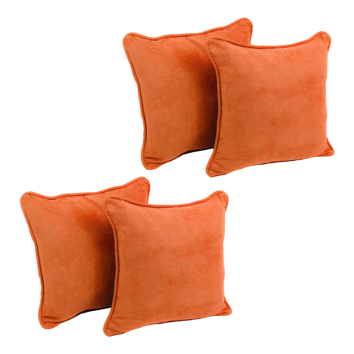 Blazing Needles Corded Microsuede Throw Pillow, 18&quot;, Tangerine Dream 4 Count