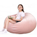 Lukeight Stuffed Animal Storage Bean Bag Chair Cover For Kids, Zipper Beanbag Chair Cover For Organizing Toddler & Kids' Rooms Plush Toys (Pink Velvet, Large)