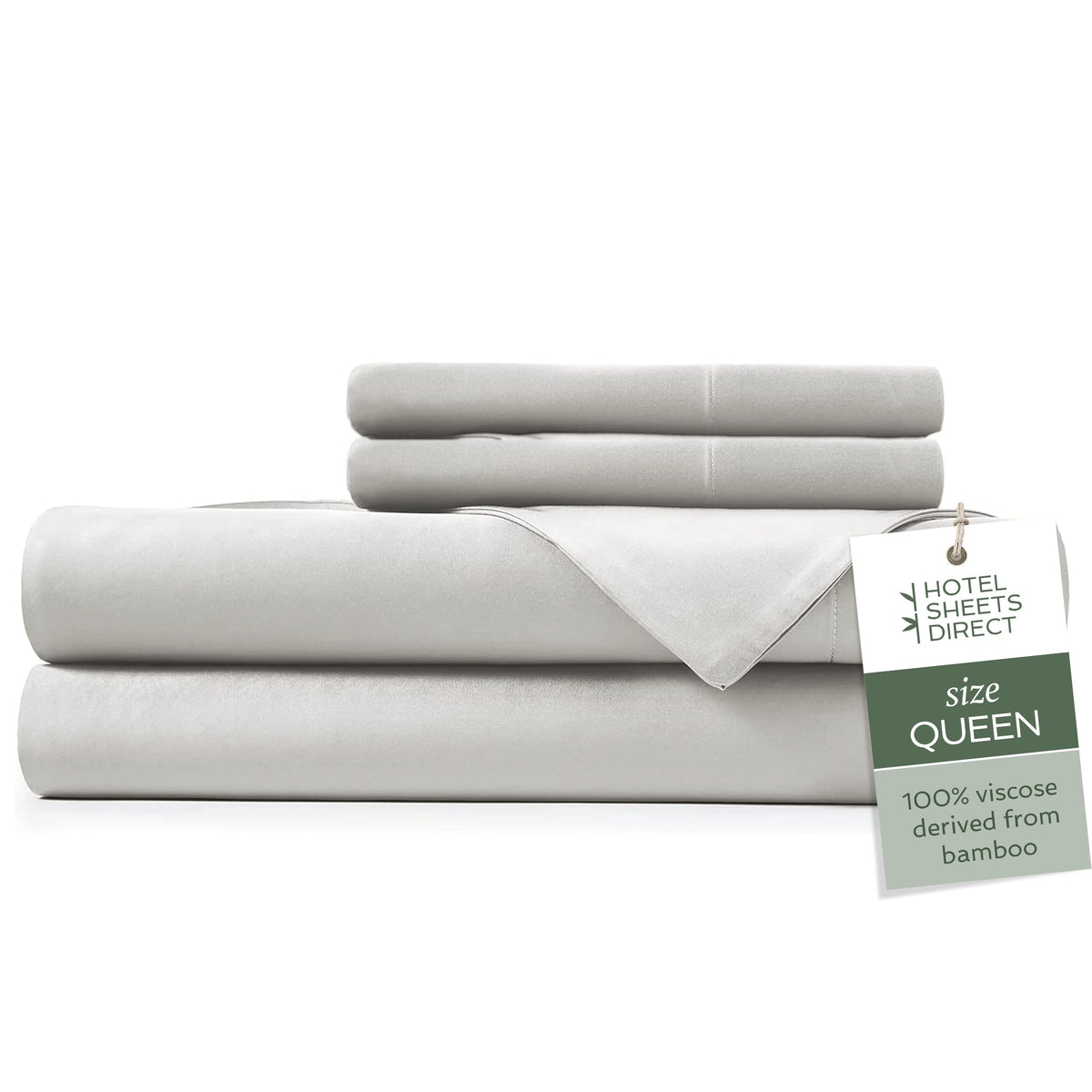 Hotel Sheets Direct 100% Viscose Derived From Bamboo Sheets Queen - Cooling Luxury Bed Sheets W Deep Pocket - Silky Soft - Light