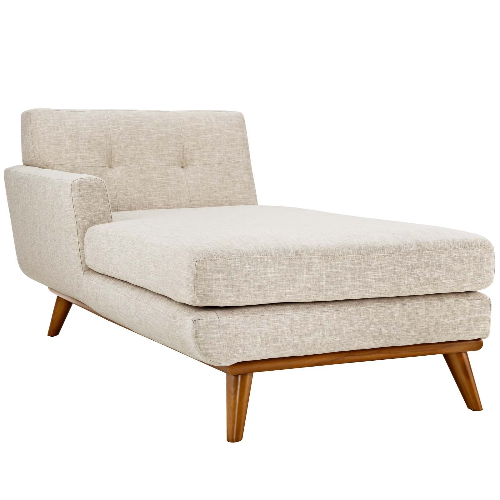 Modway Engage Mid-Century Modern Upholstered Fabric Right-Arm Chaise In Beige