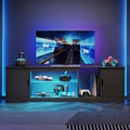 Bestier LED TV Stand for 65/75/80 inch TV, Gaming Entertainment Center with Adjustable Glass Shelf & Storage Cabinet for PS5 Xbo