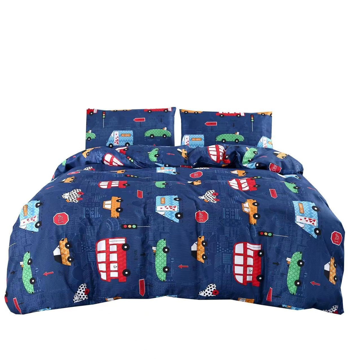 Mag 3 Pcs Car Duvet Cover Queen Transportation Vehicle Duvet Cover Queen Size, Super Soft Microfiber, For Kids, Teens And Car Ve