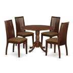 East West Furniture DLIP5-BMK-W 5 Piece Dining Room Table Set Includes a Round Kitchen Table with Dropleaf and 4 Dining Chairs, 42x42 Inch, Buttermilk & Cherry